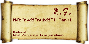 Márványkői Fanni névjegykártya
